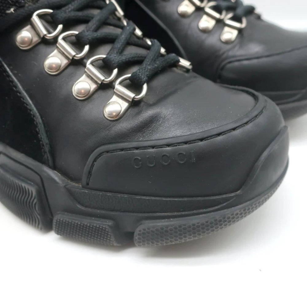 Gucci Flashtrek Hiking Boots Black Suede & Leather Size 38 - Picture 2 of 12